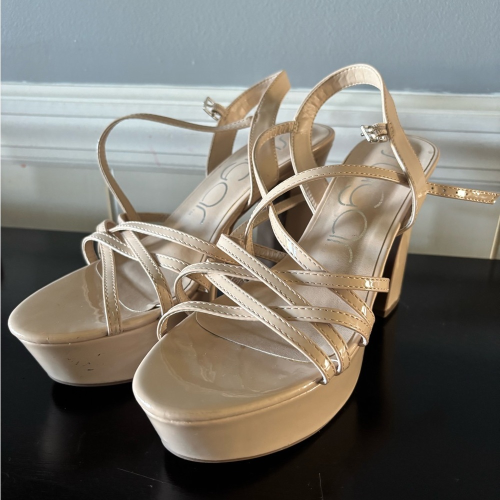 Sugar Beige Strappy Platform Heels